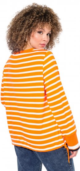 Ulla Popken Striped Drawstring Hem Sweatshirt Orange - φούτερ/Φούτερ με κουκούλα - 