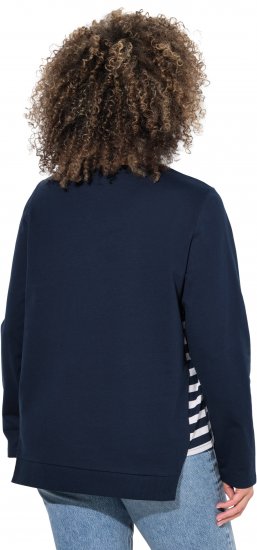 Ulla Popken Stripe Panel Long Sleeve V-Neck Sweatshirt Navy - φούτερ/Φούτερ με κουκούλα - 