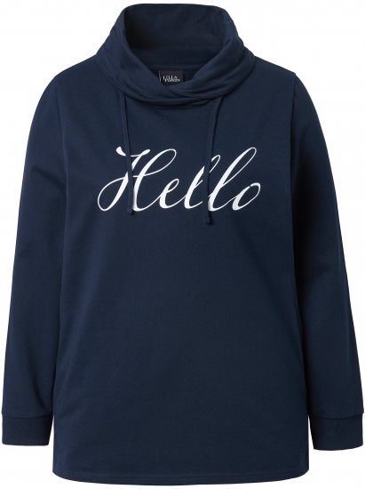 Ulla Popken HELLO Classic Fit Stand-Up Collar Sweatshirt Navy - φούτερ/Φούτερ με κουκούλα - 