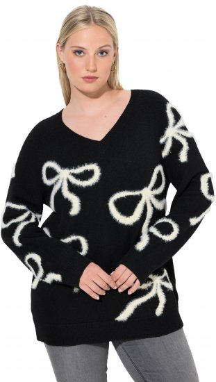 Ulla Popken Glitter Bow Sweater Black - φούτερ/Φούτερ με κουκούλα - 
