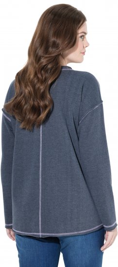 Ulla Popken Houston Textured Lettering Sweatshirt Navy - φούτερ/Φούτερ με κουκούλα - 