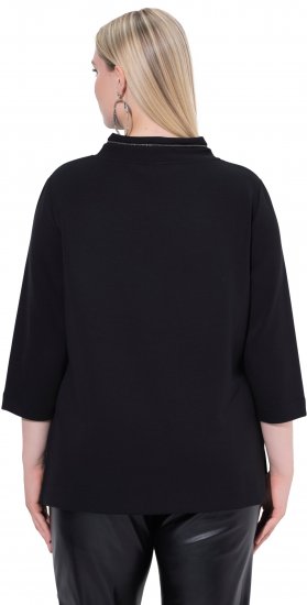 Ulla Popken Decorative Chain Collar Sweatshirt Black - φούτερ/Φούτερ με κουκούλα - 