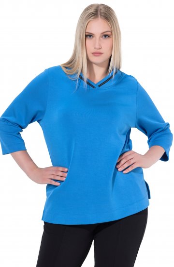 Ulla Popken Classic Fit with Side Slits 3/4 Sleeve Sweatshirt Royal Blue - φούτερ/Φούτερ με κουκούλα - 