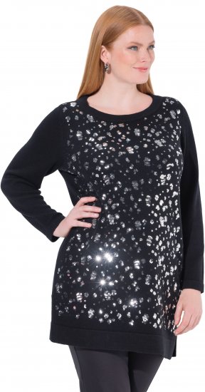 Ulla Popken Sequined Soft Fine Knit Sweater Black - φούτερ/Φούτερ με κουκούλα - 