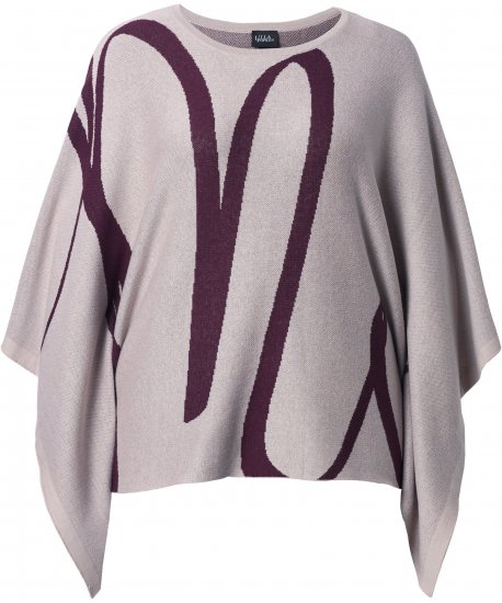 Ulla Popken Brushstroke Knit Poncho Beige - φούτερ/Φούτερ με κουκούλα - 
