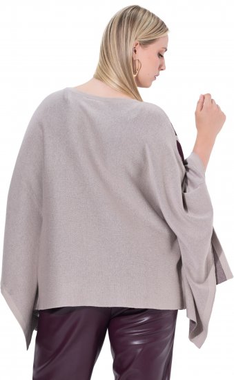 Ulla Popken Brushstroke Knit Poncho Beige - φούτερ/Φούτερ με κουκούλα - 