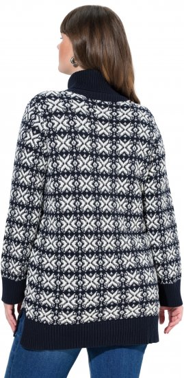 Ulla Popken Eco Cotton Geometric Snowflake Sweater Navy - φούτερ/Φούτερ με κουκούλα - 
