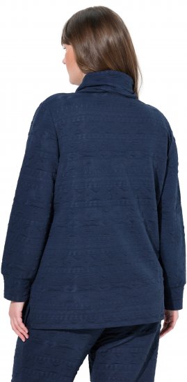 Ulla Popken Eco Cotton Stripe Textured Sweatshirt Navy - φούτερ/Φούτερ με κουκούλα - 