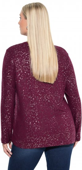 Ulla Popken Metallic Print Extra Soft Christmas Sweatshirt Dark Wine Red - φούτερ/Φούτερ με κουκούλα - 