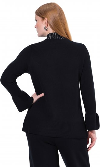 Ulla Popken Flared Sleeve Turtleneck Sweater Black - φούτερ/Φούτερ με κουκούλα - 