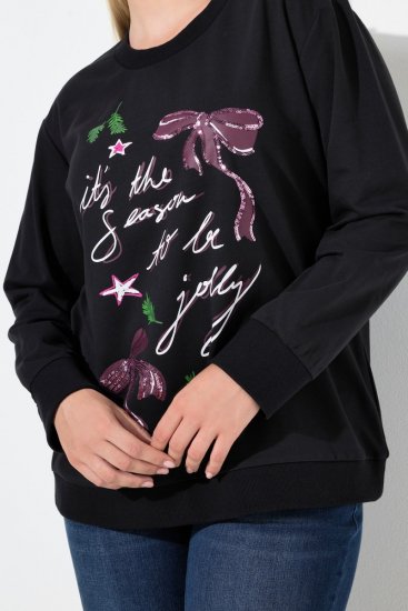 Ulla Popken Sparkling Sequin Bows Christmas Sweatshirt Black - φούτερ/Φούτερ με κουκούλα - Ζεστά Φούτερ, Hoodies & Πλεκτά