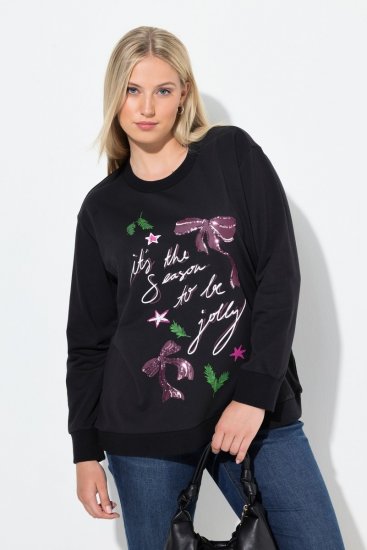 Ulla Popken Sparkling Sequin Bows Christmas Sweatshirt Black - φούτερ/Φούτερ με κουκούλα - Ζεστά Φούτερ, Hoodies & Πλεκτά