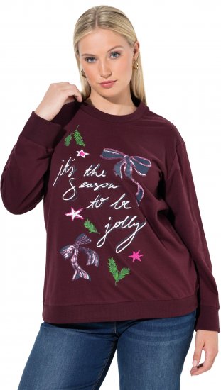 Ulla Popken Sparkling Sequin Bows Christmas Sweatshirt Plum - φούτερ/Φούτερ με κουκούλα - 