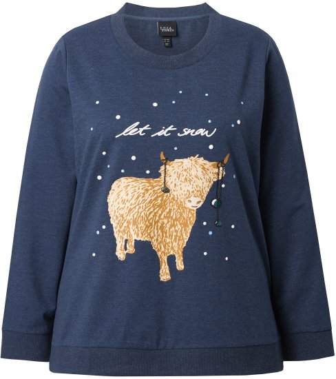 Ulla Popken Let It Snow Sequins Sweatshirt Ink Blue - φούτερ/Φούτερ με κουκούλα - 