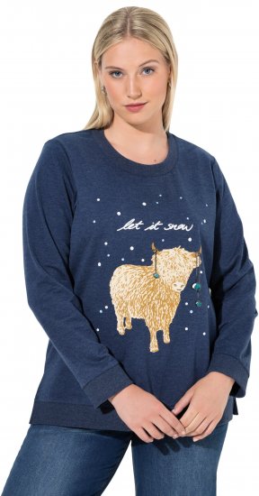 Ulla Popken Let It Snow Sequins Sweatshirt Ink Blue - φούτερ/Φούτερ με κουκούλα - 