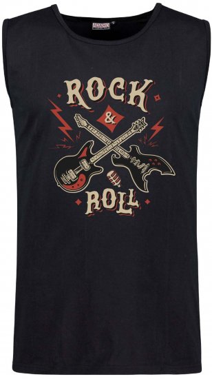 Adamo Motiv Rock and Roll Tank Top Black - Αμάνικα μπλουζάκια - Αμάνικα μπλουζάκια μεγάλα μεγέθη