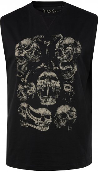 JP1880 Tanktop Skulls Black - Μακό μπλουζάκια - Aνδρικά μπλουζεσ μεγάλα μεγέθη