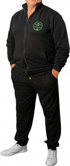 20 Nodi Ostro Stretch Fleece Cotton Tracksuit Black - Σετ φόρμεσ - Σετ Ανδρικές Φόρμες μεγάλα μεγέθη 