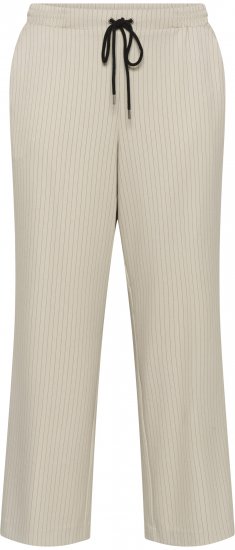 Kaffe Curve Sirana Pants Beige Melange/Black Stripe - Παντελόνια από ύφασμα - 