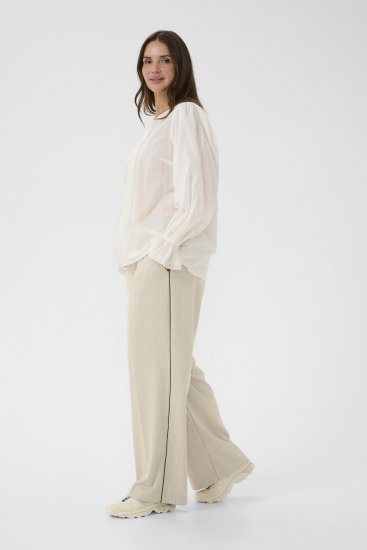 Kaffe Curve Sirana Pants Beige Melange/Black Stripe - Παντελόνια από ύφασμα - 