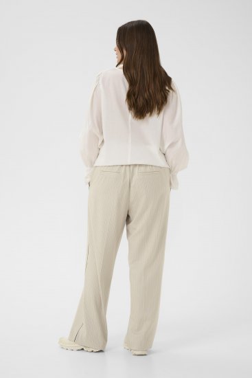 Kaffe Curve Sirana Pants Beige Melange/Black Stripe - Παντελόνια από ύφασμα - 