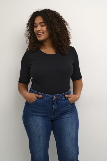 Kaffe Curve Carina T-shirt Βαθύ μαύρο - Μπλουζάκια - 