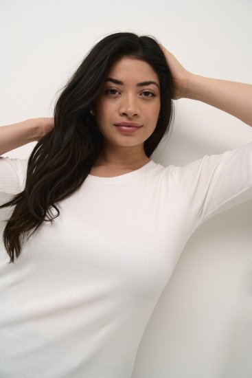 Kaffe Curve Carina T-shirt Chalk - Μπλουζάκια - 