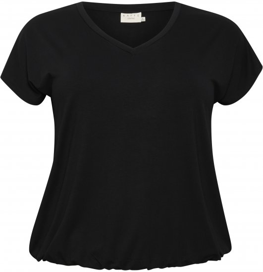 Kaffe Curve Jena V-Neck T-shirt Βαθύ μαύρο - Μπλουζάκια - 