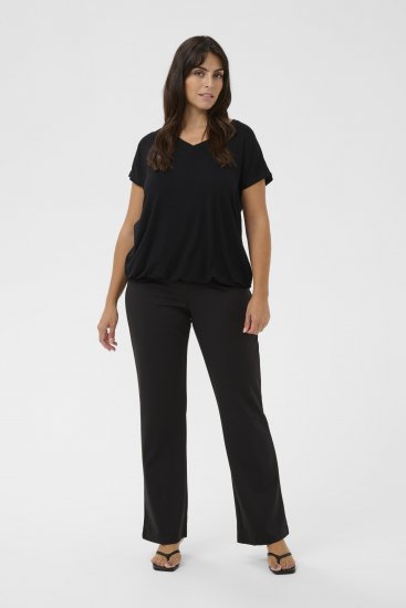 Kaffe Curve Jena V-Neck T-shirt Βαθύ μαύρο - Μπλουζάκια - 