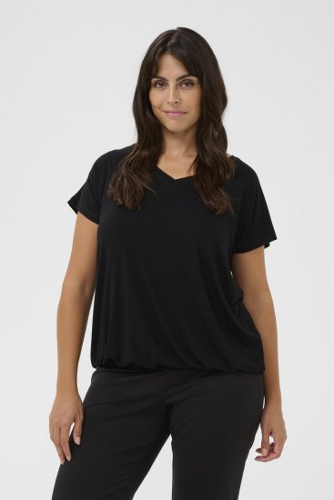 Kaffe Curve Jena V-Neck T-shirt Βαθύ μαύρο - Μπλουζάκια - 