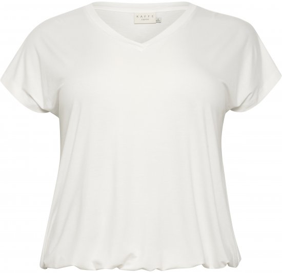 Kaffe Curve Jena V-Neck T-shirt Chalk - Μπλουζάκια - 