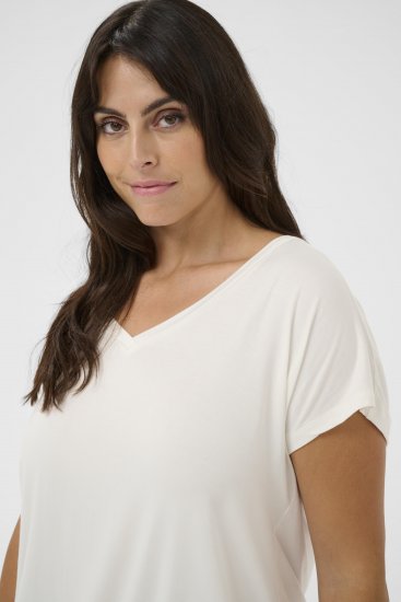 Kaffe Curve Jena V-Neck T-shirt Chalk - Μπλουζάκια - 
