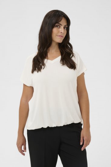 Kaffe Curve Jena V-Neck T-shirt Chalk - Μπλουζάκια - 