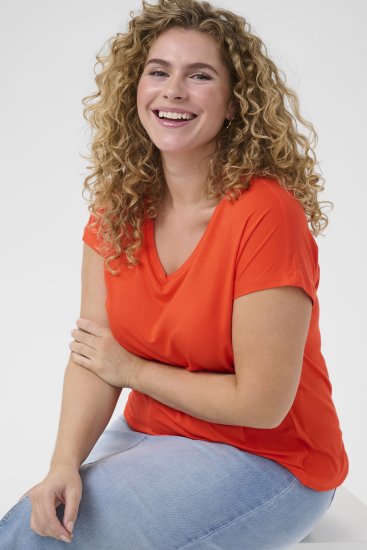 Kaffe Curve Jena V-Neck T-Shirt Grenadine Red - Μπλουζάκια - 