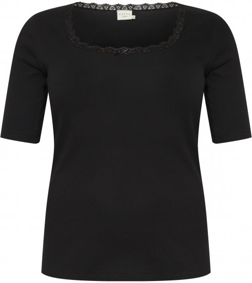 Kaffe Curve Britt T-shirt Βαθύ μαύρο - Μπλουζάκια - 
