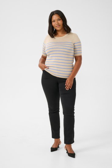 Kaffe Curve Lizzy Ριγέ πουλόβερ Μπεζ/Μπλε - Τυπωμένα T-shirts για γυναίκες - 