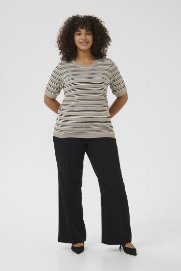 Kaffe Curve Lizzy Ριγέ πουλόβερ Μπεζ/Μαύρο - Τυπωμένα T-shirts για γυναίκες - 