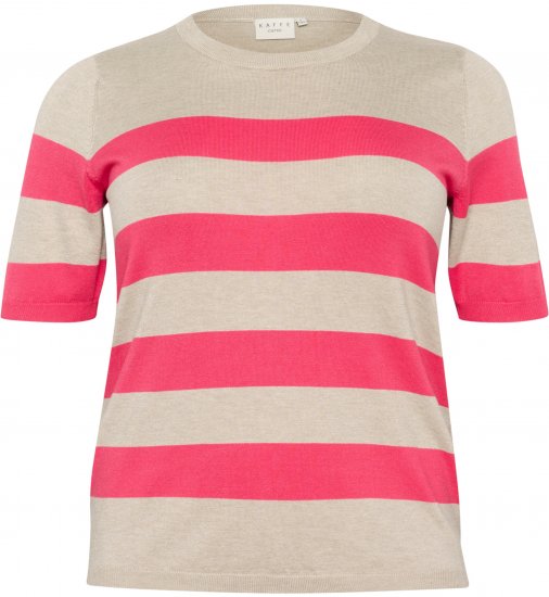 Kaffe Curve Lizzy Ριγέ πουλόβερ Μπεζ/Βατόμουρο - Τυπωμένα T-shirts για γυναίκες - 