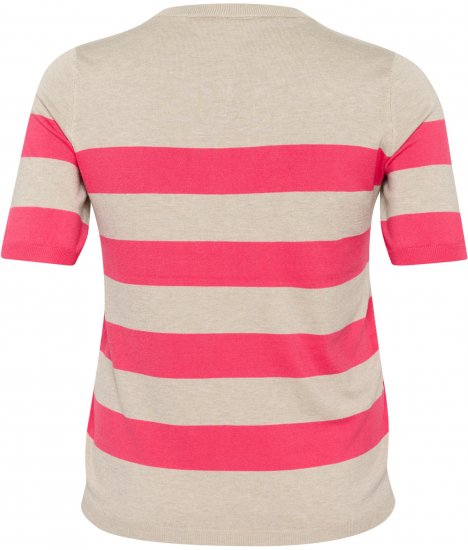 Kaffe Curve Lizzy Ριγέ πουλόβερ Μπεζ/Βατόμουρο - Τυπωμένα T-shirts για γυναίκες - 