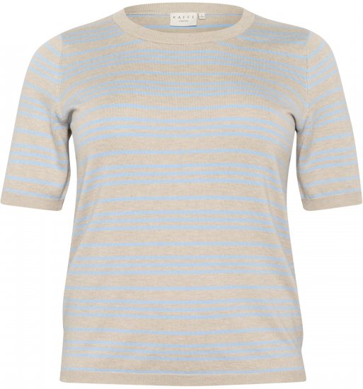 Kaffe Curve Lizzy Ριγέ πουλόβερ Μπεζ/Απαλό μπλε - Τυπωμένα T-shirts για γυναίκες - 