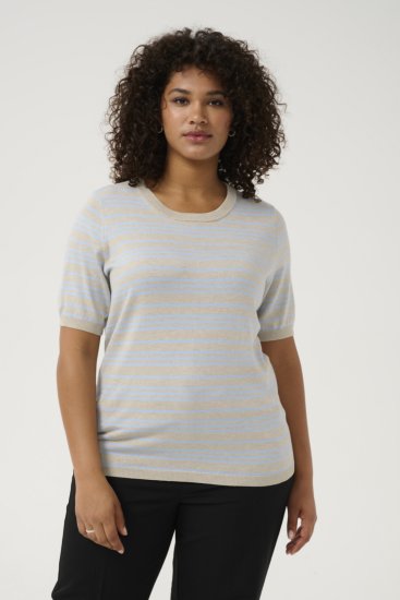 Kaffe Curve Lizzy Ριγέ πουλόβερ Μπεζ/Απαλό μπλε - Τυπωμένα T-shirts για γυναίκες - 