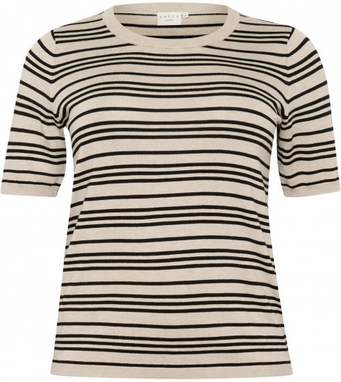 Kaffe Curve Lizzy Ριγέ πουλόβερ Μπεζ/Μαύρο ριγέ - Τυπωμένα T-shirts για γυναίκες - 