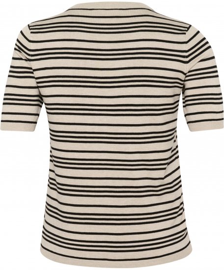 Kaffe Curve Lizzy Ριγέ πουλόβερ Μπεζ/Μαύρο ριγέ - Τυπωμένα T-shirts για γυναίκες - 