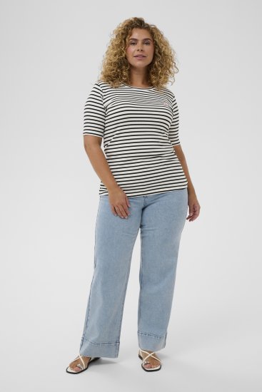 Kaffe Curve Lia Flower T-Shirt Chalk/Deep Black - Μπλουζάκια - 