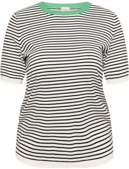 Kaffe Curve Lizzy Knit T-Shirt Chalk/Black Fine Stripe - Μπλουζάκια - 