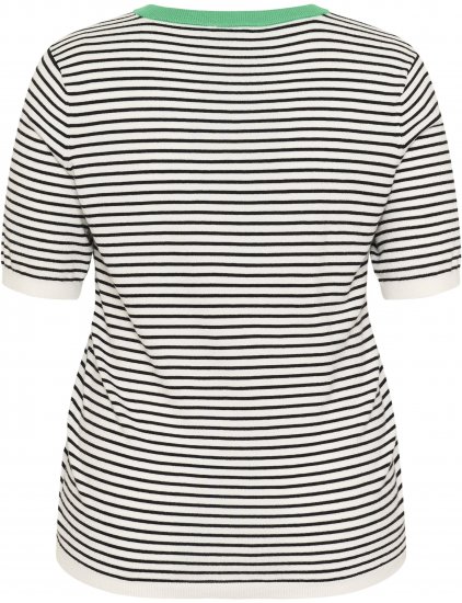 Kaffe Curve Lizzy Knit T-Shirt Chalk/Black Fine Stripe - Μπλουζάκια - 