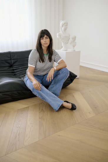 Kaffe Curve Lizzy Knit T-Shirt Chalk/Black Fine Stripe - Μπλουζάκια - 