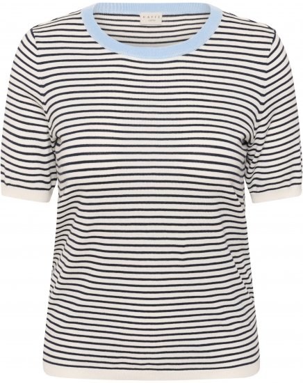 Kaffe Curve Lizzy Knit T-Shirt Chalk/Midnight Fine Stripe - Μπλουζάκια - 