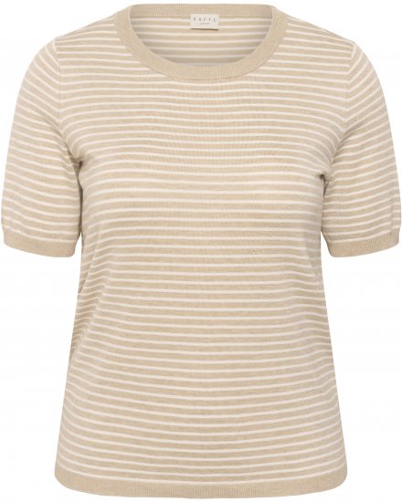 Kaffe Curve Lizzy Knit T-Shirt Feather Melange/Chalk Fine Stripe - Μπλουζάκια - 