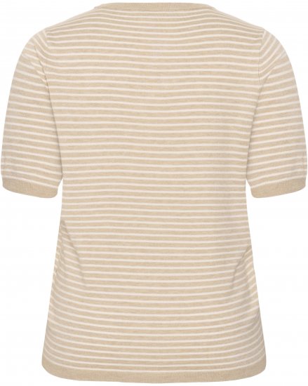 Kaffe Curve Lizzy Knit T-Shirt Feather Melange/Chalk Fine Stripe - Μπλουζάκια - 